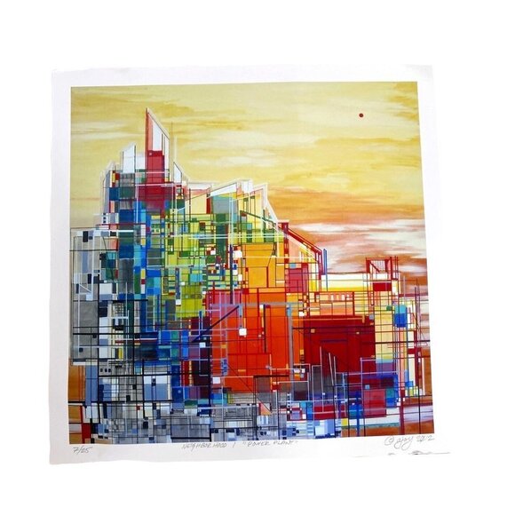 Carol Joy Shannon Neighborhood‎ 1 Power Plant Art Print Limited Ed. 7/25 10”x10” - Picture 1 of 10